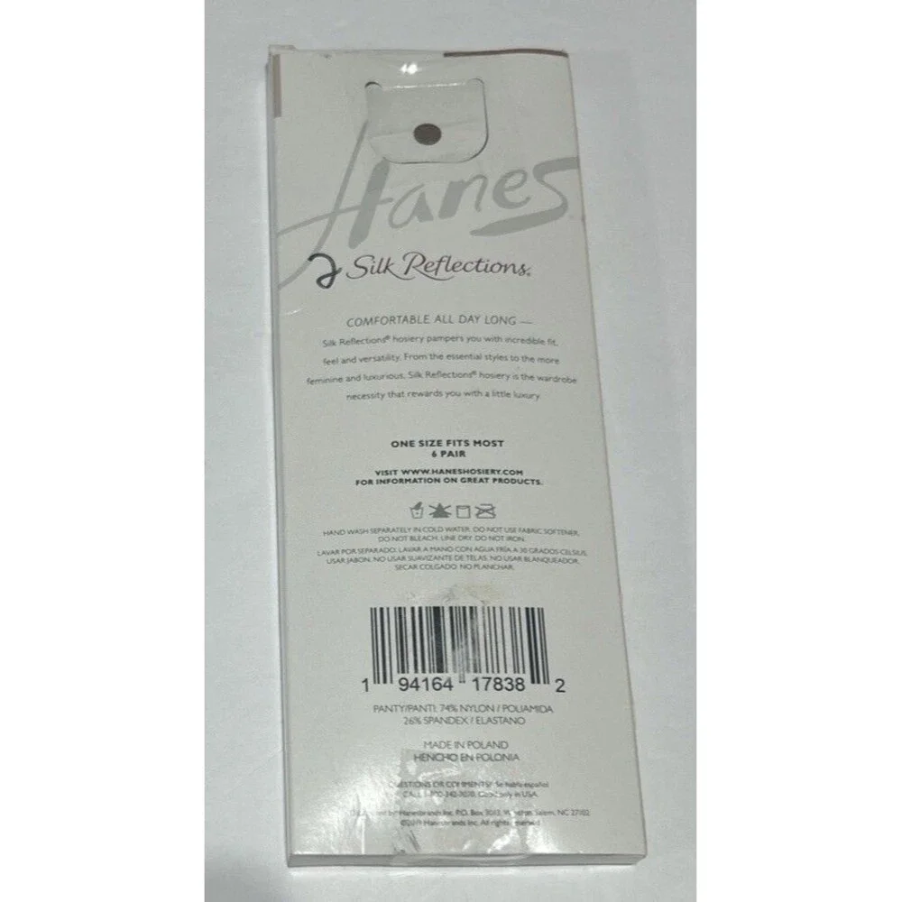 New Hanes Silk Reflections Sheer Comfort Liners 6 Pair Pack One Size Nude Socks